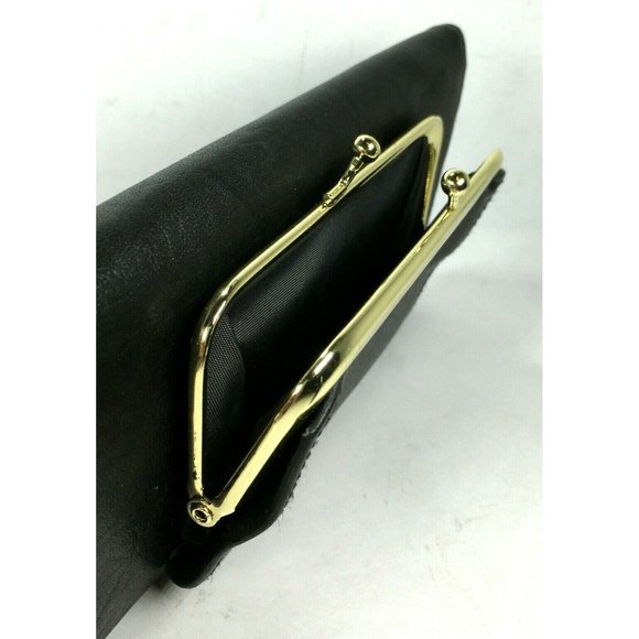 Buxton Black Leather Kisslock Purse Clutch Wallet - Picture 5 of 12